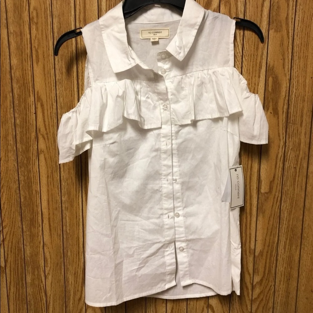 NWT No Comment white button down blouse